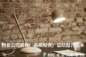 物业公司质检(品质检查)总结报告范本